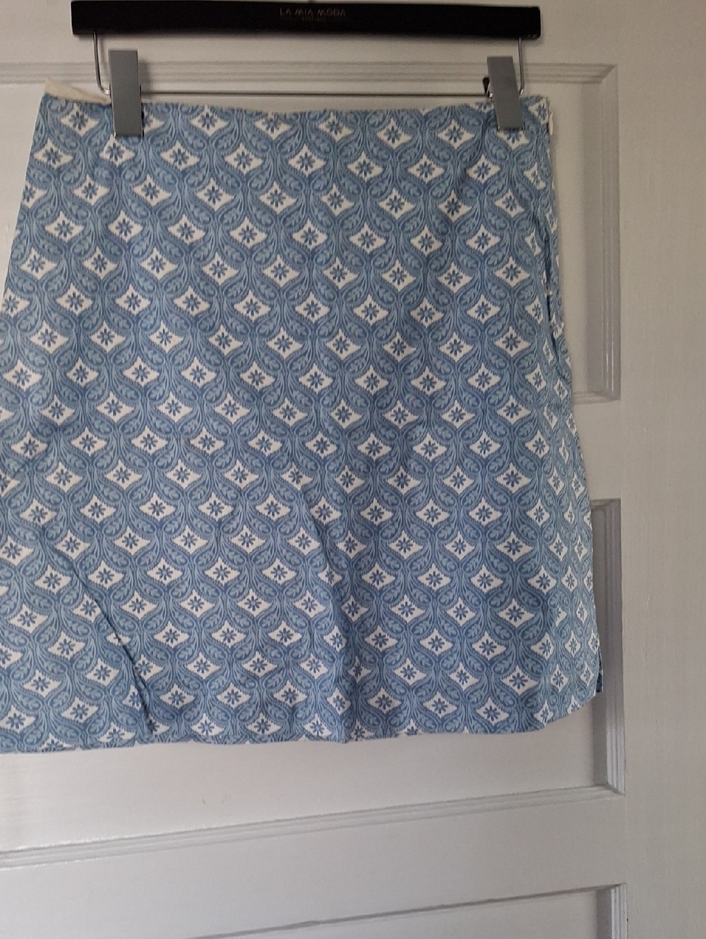 Blue Patterned A-Line Skirt